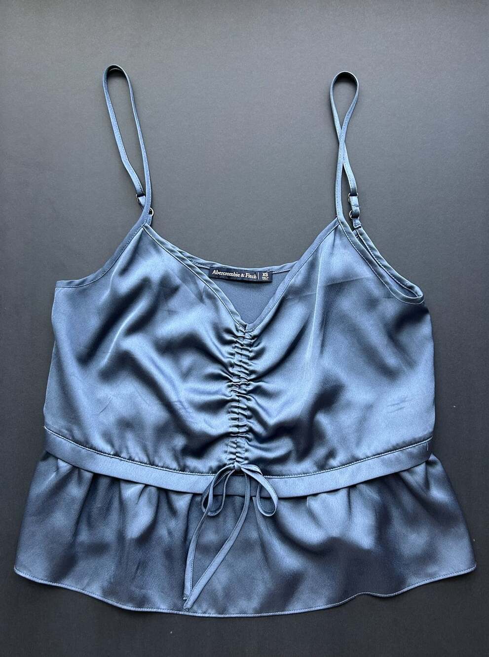 Abercrombie & Fitch Cami Top Size XS Blue Satin Ruched